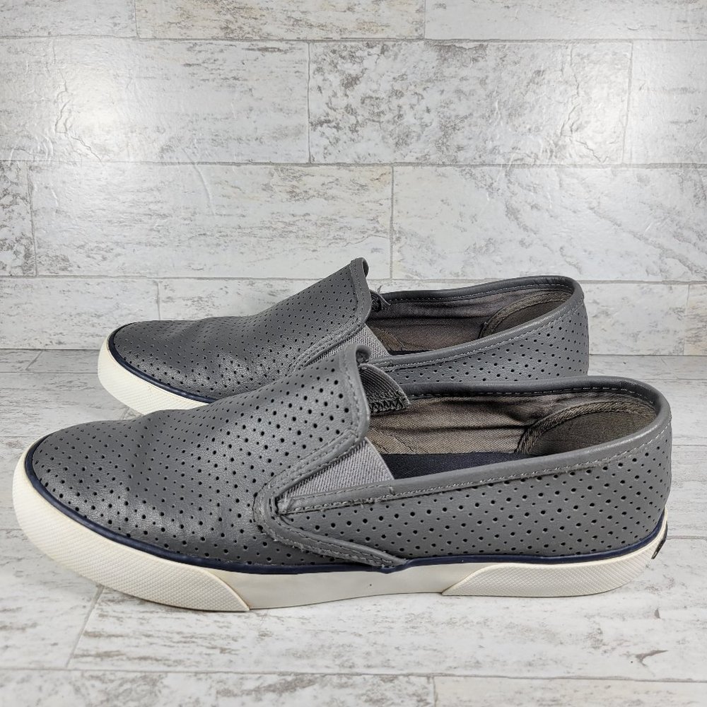 Sperry Top Sider Womens Seaside Grey Perfs Slip On Flats Shoes Size 9.5M